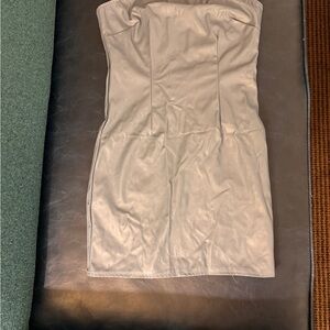 Blue Faux Leather Mini Dress